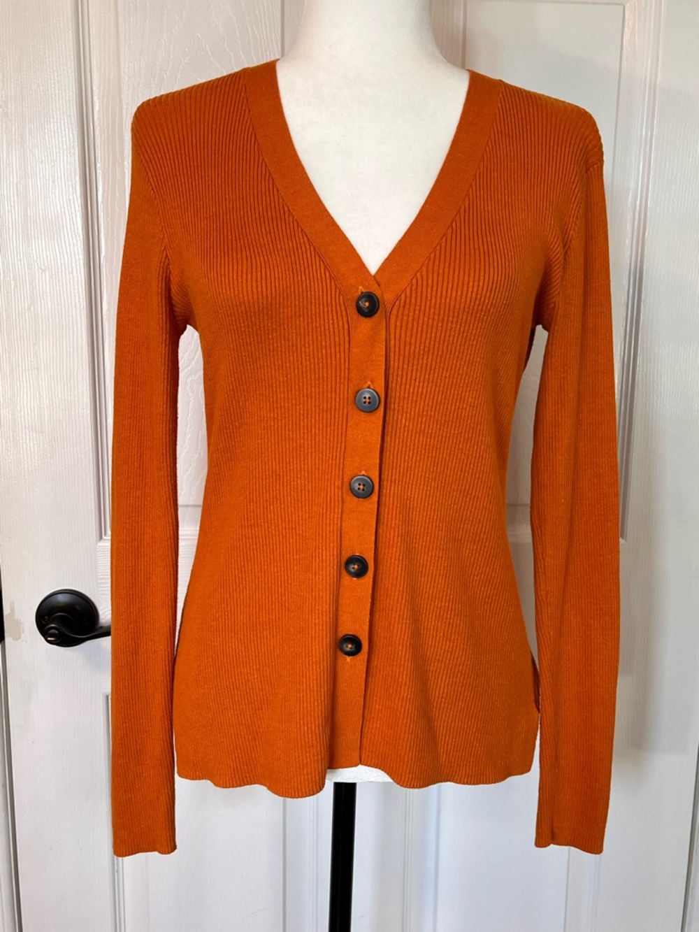 Sanctuary Off-Duty Ribbed Cardigan V-Neck Button Front Orange SmallY2K Spring - Picture 2 of 11